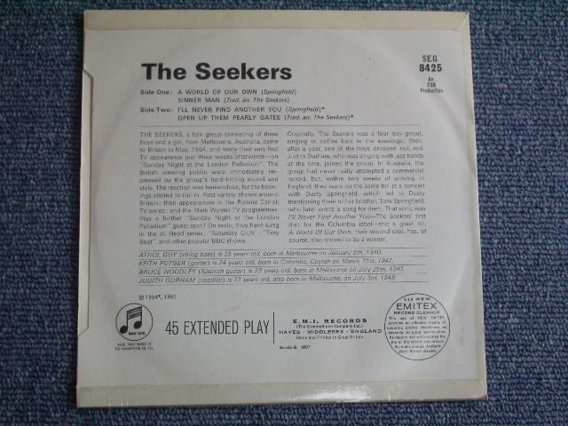 画像: SEEKERS - THE SEEKERS   /　1964 UK ORIGINAL 7"SINGLEP + PICTURE SLEEVE 