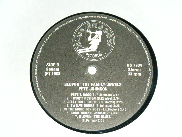 画像: PETE JOHNSON - BLOWIN' THE FAMILY JEWELS / 1988 NETHERLANDS ORIGINAL Brand New LP 