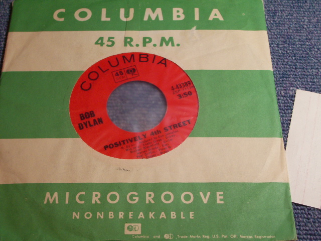 画像: BOB DYLAN - POSITIVELY 4TH STREET  / 1965 US ORIGINAL 7"SINGLE With ORIGINAL COMPANY SLEEVE 