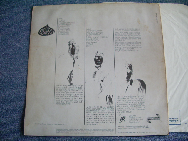 画像: CREAM -  FRESH CREAM / 1966 UK ORIGINAL 1st PRESS MONO LP 