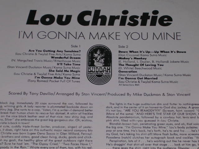 画像: LOU CHRISTIE - I'M GONNA MAKE YOU MINE / 1969 US ORIGINAL SEALED LP