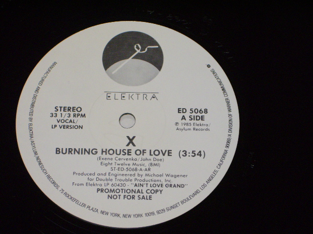 画像: X - BURNING HOUSE OF LOVE  / 1982 US ORIGINAL PROMO ONLY 12inch