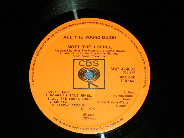 画像: MOTT THE HOOPLE  - ALL THE YOUNG DUDES / 1972 AUSTRALIA ORIGINAL Used LP  