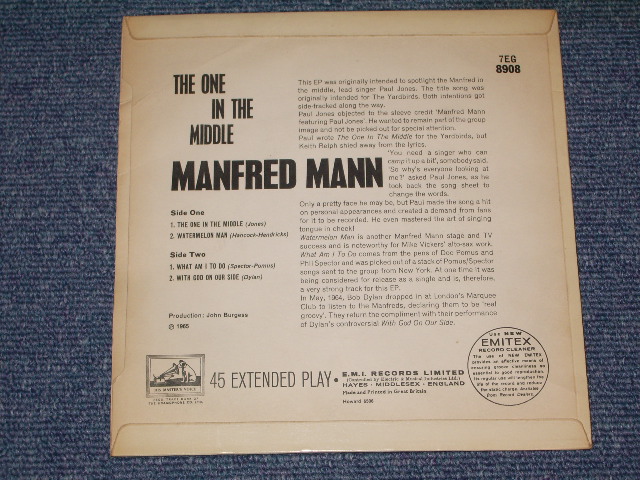 画像: MANFRED MANN - THE ONE IN THE MIDDLE / 1965 UK ORIGINAL 7"EP With PICTURE SLEEVE 
