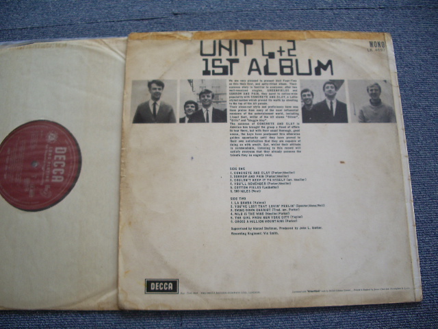 画像: UNIT 4+2  - 1ST ALBUM 'Matrix #  A)ARL-6779-1A B)ARL-6780-1A) (Ex, Ex-/Ex+) /1965 UK ENGLAND ORIGINAL "MAROON With UN-Boxed DECCA Label" MONO Used LP