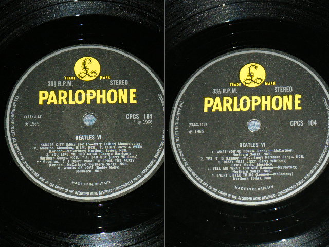 画像: THE BEATLES - BEATLES VI ( Ex++/MINT- ) / 1966 UK EXPORT  Yellow Parlophone STEREO LP