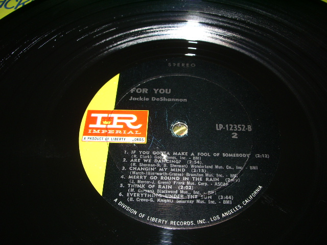 画像: JACKIE DeSHANNON  DE SHANNON - FOR YOU / US ORIGINAL STEREO Used LP