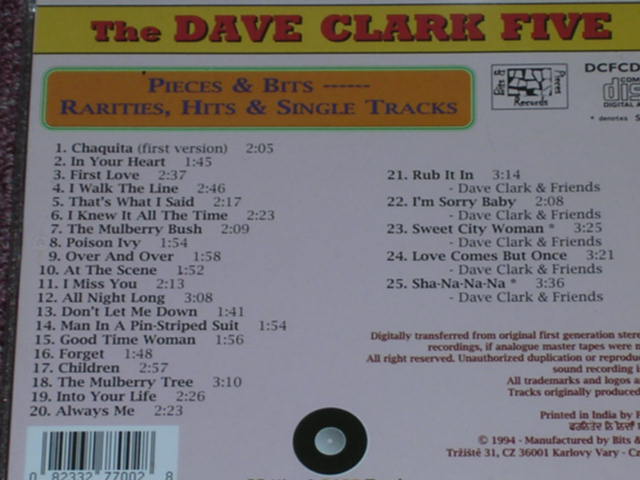画像: DAVE CLARK FIVE, THE - PIECES & BITS + RARITIES,HITS&SINGLE TRACKS / 1994 CZECH REPUBLIC SEALED CD