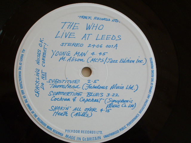 画像: THE WHO  -  LIVE AT LEEDS ( With 12 INSERTS Included POSTER / 1970 ORIGINAL LP 