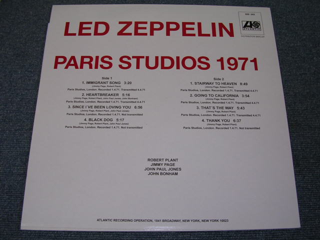 画像: LED ZEPPELIN - PARIS STUDIOS 1971  / 2009 FRANCE Original BRAND NEW  LP 