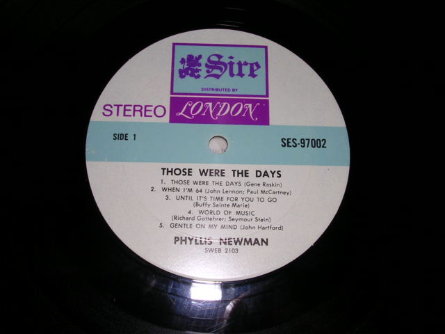 画像: PHYLLIS NEWMAN - THOSE WERE THE DAYS  / 1969 US ORIGINALWhite Label Promo LP 