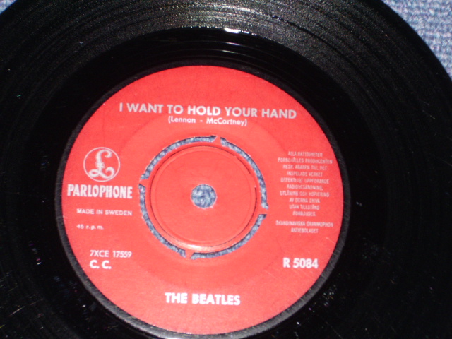 画像: THE BEATLES - I WANT TO HOLD YOUR HAND ( RED Label : Ex+/Ex++ ) / 1960's  SWEDEN ORIGINAL Used 7" Single With PICTURE SLEEVE 