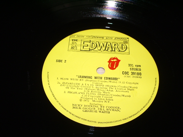画像: ROLLING STONES+V.A. (Nicky Hopkins, Ry Cooder, Mick Jagger, Bill Wyman, Charlie Watts ‎) - JAMMING WITH EDWARD!/ 1972 UK ORIGINAL LP