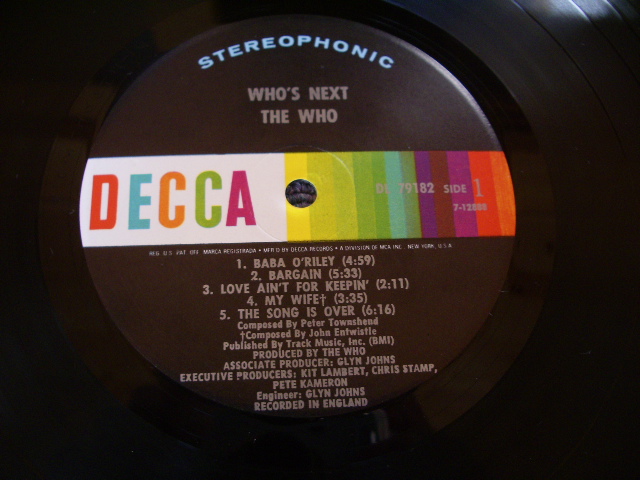 画像: THE WHO - WHO'S NEXT Matrix #    A) MG 7.12888 W2 X   B) MG 7.12889-W2 X) (MINT-/MINT-)  / 1971 US AMERICA ORIGINAL Used  LP With SHRINK WRAP 
