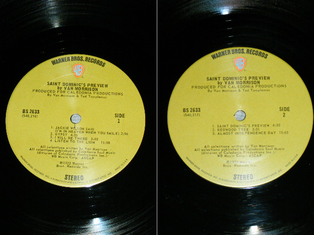 画像: VAN MORRISON - SAINT DOMINIC'S PREVIEW ( Matrix Number A)40216-1A/B)40217-1D ) / 1972 US ORIGINAL LP With INSERTS 