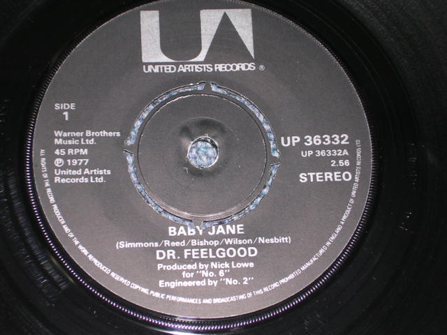 画像: DR.FEELGOOD - BABY JANE /  1977 UK ORIGINAL 7"SINGLE  With PICTURE SLEEVE
