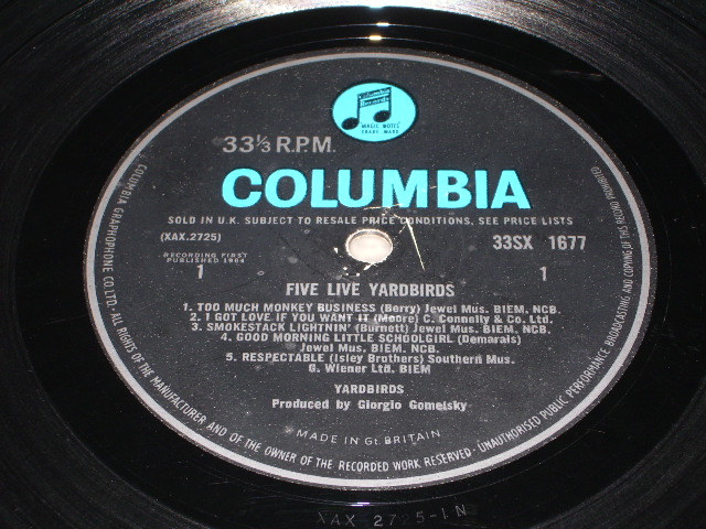 画像: YARDBIRDS,THE  - FIVE LIVE YARDBIRDS/ 1964  UK ORIGINAL "BLUE COLUMBIA" MONO  LP 