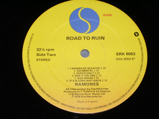 画像: RAMONES  -  ROAD TO RUIN  / UK ORIGINAL  LP 