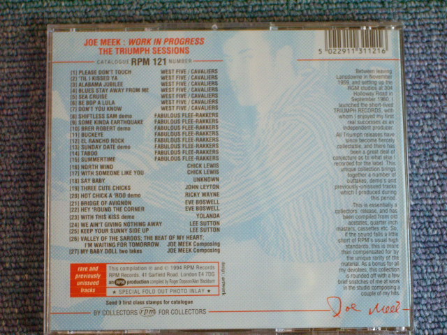 画像: V.A. -  JOE MEEK :  WORK IN PROGRESS  THE TRIUMPH SESSIONS / 1994 UK ENGLAND ORIGINAL "BRAND NEW" CD  