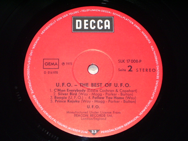 画像: UFO  - THE BEST OF / 1973  WEST GERMANY  ORIGINAL  LP 