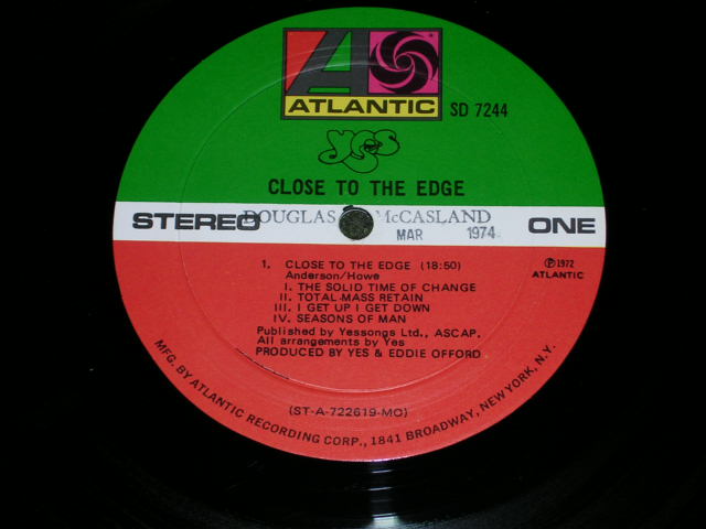 画像: YES - CLOSE TO THE EDGE  / 1972 US ORIGINAL "1841 Credit"LABEL LP 