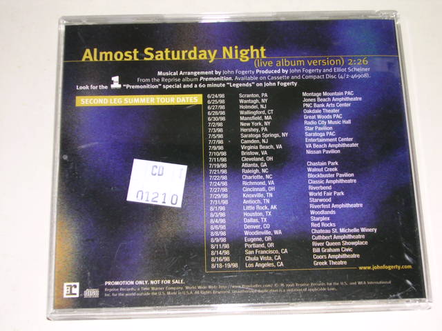 画像: JOHN FOGAERTY ( CCR / CREEDENCE CLEARWATER REVIVAL ) - ALMOST SATURDAY NIGHT  / 1998 US AMERICA ORIGINAL "PROMO ONLY" "BRAND NEW" CD SINGLE 