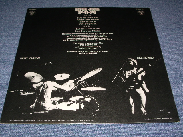 画像: ELTON JOHN  :  17-11-70 / 1971 UK ORIGINAL LP 
