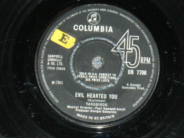 画像1: THE YARDBIRDS - EVIL HEARTED YOU  / 1965  UK ORIGINAL 7"SINGLE