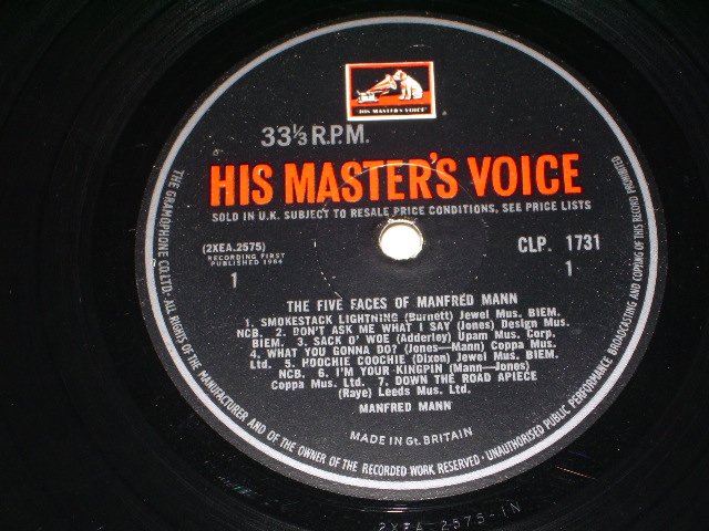 画像: MANFRED MANN - THE FIVE FACES OF(MATRIX #A) 2XEA-2575-1N   B)2XEA-2576-1N) (Ex/E++  Looks:VG+++ WOBC)  / 1964 UK ENGLAND ORIGINAL "RED H.M.V. Label" MONO Used LP 