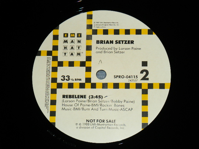 画像: BRIAN SETZER - REBELENE / 1987 US ORIGINAL PROMO ONLY 12"  