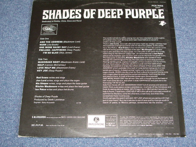 画像: DEEP PURPLE - SHADES OF DEEP PURPLE / 1968 UK ORIGINAL 1st PRESS YELLOW PARLOPHONE LABEL + Rare Press BLACK COLOR on BACK COVER JACKET  LP 