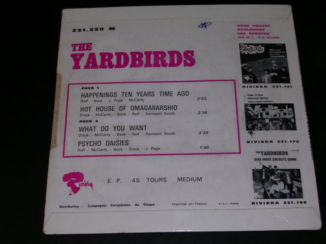 画像: YARDBIRDS - HAPPENINIGS TEN YEARS TIME AGO / 1960s FRENCH ORIGINAL EP With PICTURE SLEEVE 