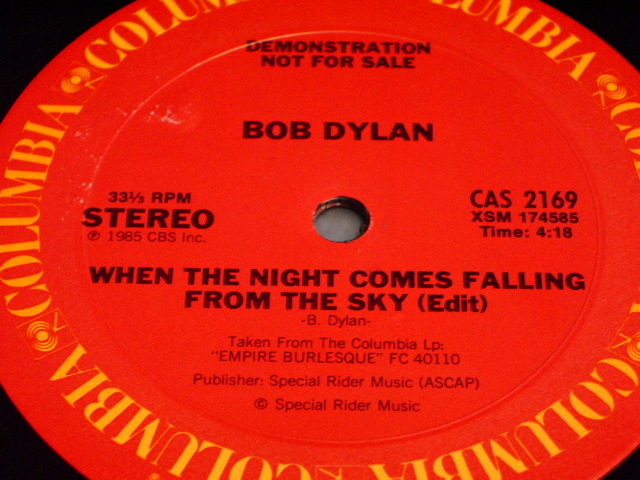 画像1: BOB DYLAN - WHEN THE NIGHT COMES FALLING FROM THE SKY/   1985 US Promo Only 12"