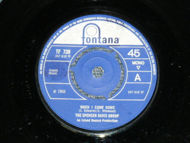 画像: SPENCER DAVIS GROUP - WHEN I COME HOME  / 1966  UK ORIGINAL 7"Single With COMPANY SLEEVE 