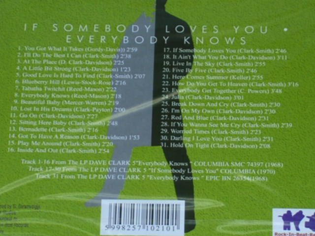 画像: DAVE CLARK FIVE, THE - IF SOMEBODY LOVES YOU/EVERYBODY KNOWS (2ON1) / 2001 GERMANY  OPENED STYLE BRAND NEW  CD