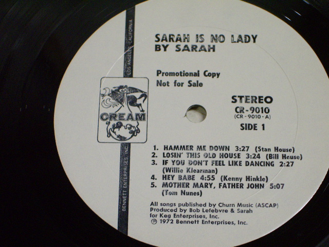 画像: SARAH - SARAH IS NO LADY / 1972 US ORIGINAL WHITE LABEL PROMO LP 