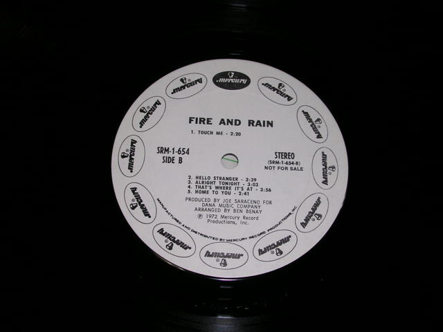 画像: FIRE & RAIN - FIRE & RAIN  / 1972  US ORIGINAL WHITE LABEL PROMO LP 