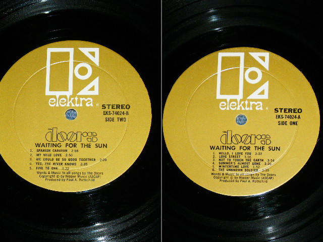 画像: THE DOORS - WAITING FOR THE SUN ( With SONG TITLE STICKER : GOLD Label : Ex+,Ex-/Ex++ : Matrix Number : A-MON A12128/B-MON   A12128-X ) / 1968 US Original Used STEREO LP 