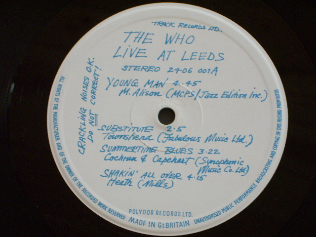 画像: THE WHO  -  LIVE AT LEEDS / RED TEXT VERSION ( With 12 INSERTS Included POSTER ) / 1970 ORIGINAL LP 