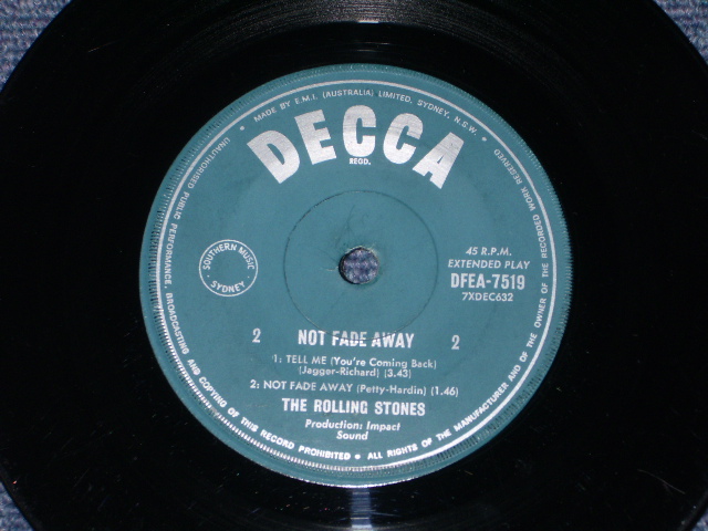 画像: THE ROLLING STONES -NOT FADE AWAY/ 1960s AU8STRALIA  ORIGINAL 7"EP with PICTURE SLEEVE 