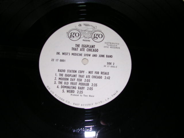 画像: DR. WESTS MEDICINE SHOW AND JUNK BAND - THE EGGPLANT THAT ATE CHICAGO / 1967 US ORIGINAL WHITE LABEL Promo MONO LP 