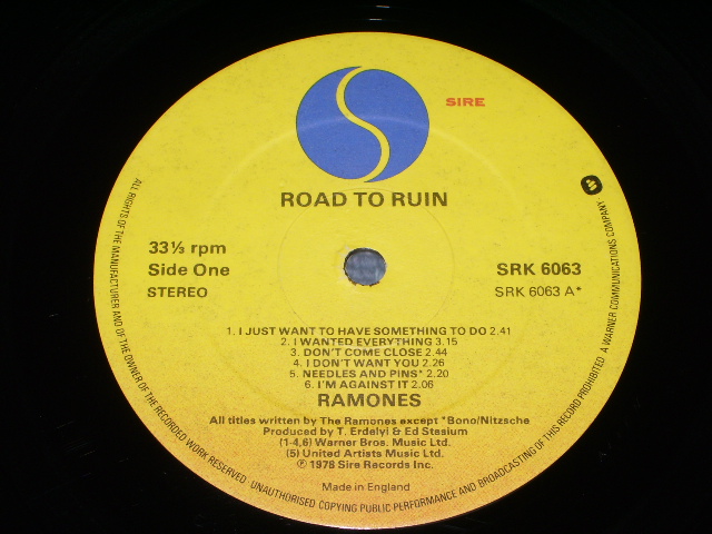 画像: RAMONES  -  ROAD TO RUIN  / UK ORIGINAL  LP 