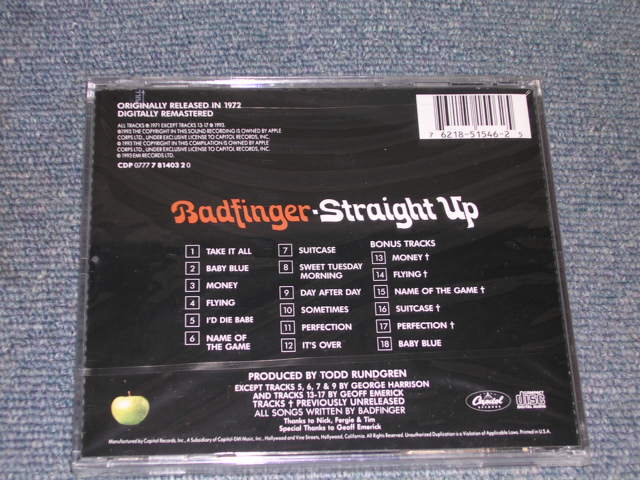 画像: BADFINGER - STRAIGHT UP ( +BONUS) / 1993US SEALED  CD