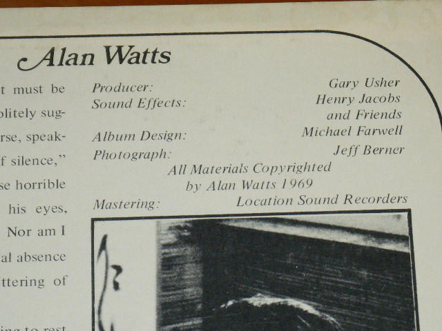 画像: ALAN WATTS - DHYANA, THE ART OF MEDITATION ( Produced by GARY USHER / TALK SHOW ) / 1969 US ORIGINAL LP  