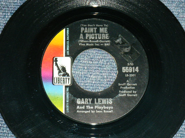 画像: GARY LEWIS & THE PLAYBOYS - PAINT ME A PICTURE ( Ex++/Ex+++ )  /1966  US ORIGINAL 7"SINGLE + PICTURE SLEEVE 