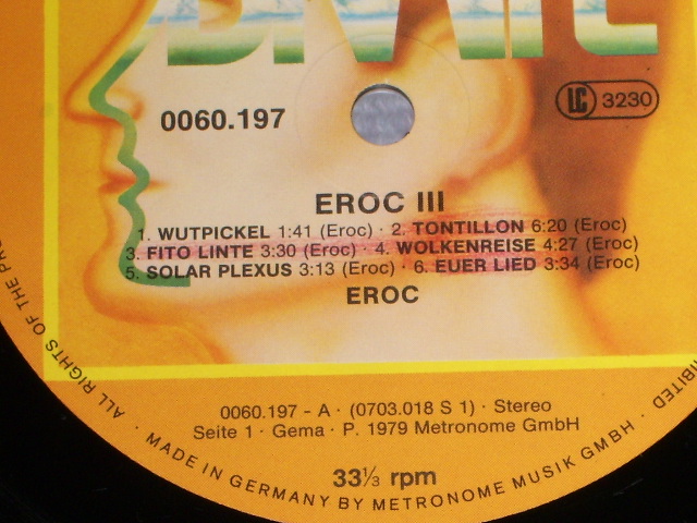 画像: EROC - EROC III ( With AUTOGRAPHED SIGNED on FRONT COVER ) / 1979 WEST-GERMANY ORIGINAL LP 