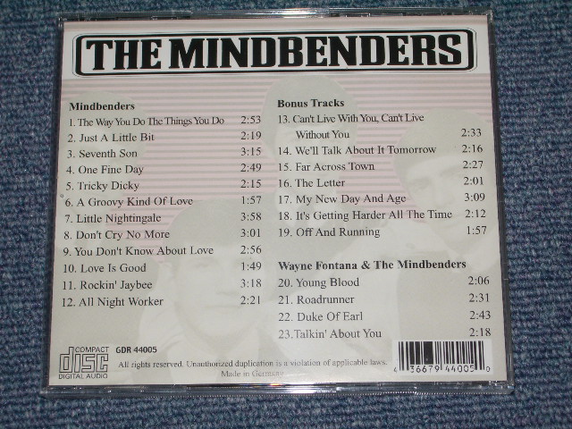 画像: THE MINDBENDERS -THE MINDBENDERS (1st ALBUM + BONUS) / 2001 GERMANY NEW  CD