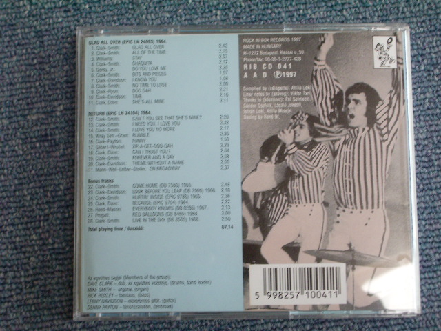 画像: DAVE CLARK FIVE, THE -. THE EARLY YEARS / GLAD ALL OVER + RETURN / 1997 GERMANY   OPENED STYLE BRAND NEW  CD-R 