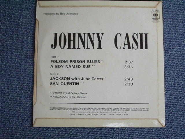 画像: JOHNNY CASH -  JOHNNY CASH  / 1969  UK ORIGINAL 7"EP  + PICTURE SLEEVE 