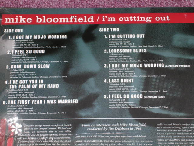 画像: MIKE BLOOMFIELD - I'M CUTTING OUT (THE LOST RECORDINGS:1964-1965)/ 2001 US 180gram Heavy Weight Brand New SEALED LP 